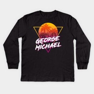 George Michael - Proud Name Retro 80s Sunset Aesthetic Design Kids Long Sleeve T-Shirt